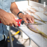 BUBBA Li-Ion Cordless Electric Fillet Knife with Non-Slip Grip Handle, 4 Ti-Nitride S.S. Coated Non-Stick Reciprocating Blades, Charger and Case for Fishing BUBBA