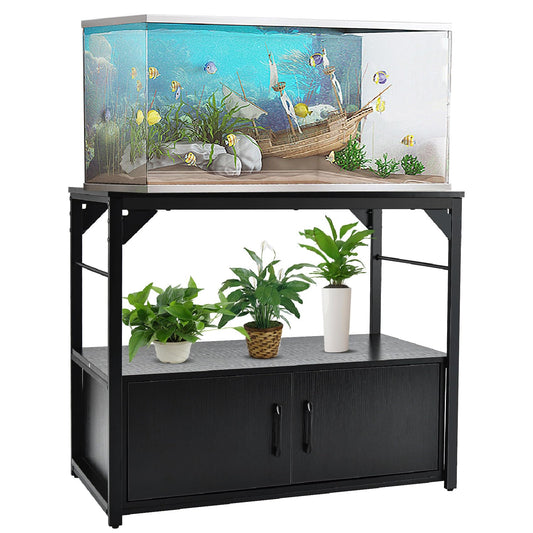 40 Gallon Fish Tank Stand Metal Frame Aquarium Stand with Storage Cabinet, Fish Tank with Stand for Fish Tank Accessories Storage for Fish Lovers, 660LBS Capacity Black 36.6" L*18.9" W Tabletop