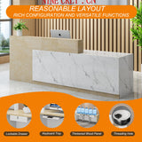 Wood Reception Desk with Counter, Mostrador para Negocio 47.2" - 157.5" Marble Stone Front Checkout Desk with Drawers, Keyboard Tray & Shelves for Office, Retail Store, Clothing Boutique CANYIHB