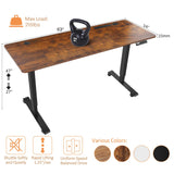 KORGOL Electric Standing Desk 63 x 24 Inches Adjustable Height Sit Stand Up Desk for Home Office Computer Workstation with 2 USB Ports 3 AC Power Outlets Memory Preset and Wheels,Brown KORGOL