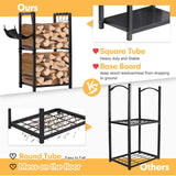nalone Firewood Rack Indoor, Small Outdoor Firewood Log Storage Rack, 2-Tier Wood Holder with 6 Hooks, Firewood Stand for Indoor Fireplace, Outdoor Patio, Fire Pit, Stove nalone