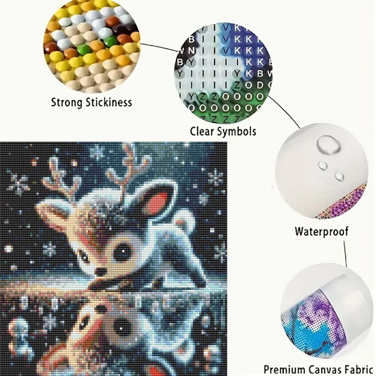 5D Little Deer Diamond Painting Kits for Adults Beginner, Full Round Drill Diamond Art Painting Kits for Animal Deer,DIY Diamond Dot Gem Art for Adults Home Wall Decor 13.8 X 13.8 Inch GEMFAMILY