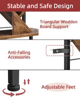 HIGDBFE 6 Tier Tree Bookshelf with Clock and Fabric Drawer, Small Narrow Bookcase, Tall Floor Standing Book Shelf for Bedroom, Living Room, Home Office, Rustic Brown HIGDBFE