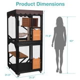 Catio Outdoor Cat Enclosure,Cat House with Wheels,Upgraded cat Scratching Post，Resting Box,Waterproof Roof for Patio Garden (Black, 31.5" L x 31.5" W x 70.9" H) Suumerpety