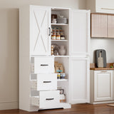 IRONCK Pantry Cabinet, 67.5 inch Tall Storage Cabinet with 3 Doors & Drawers, Farmhouse Kitchen Cabinet with Adjustable Shelves, 5 Tier Freestanding Cupboard for Kitchen IRONCK