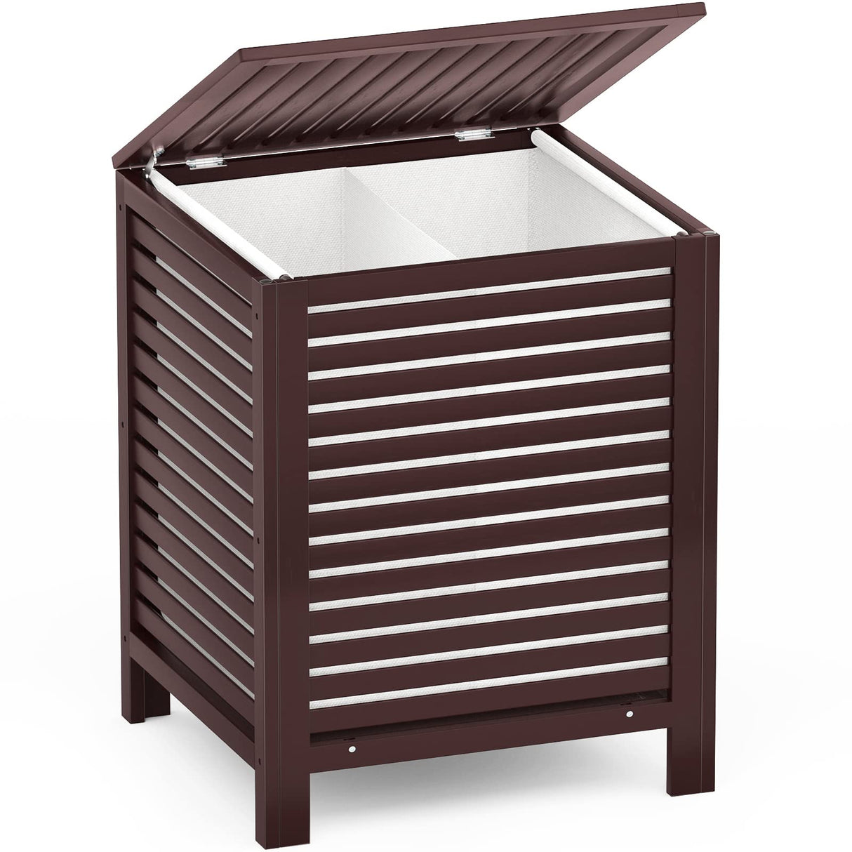 Homykic Bamboo Laundry Hamper, 2-Section 120L Laundry Hamper with Lid and Removable Liner Bag, Large Raised Laundry Basket Sorter for Clothes, Bathroom, Bedroom, Easy to Assemble, Espresso Homykic
