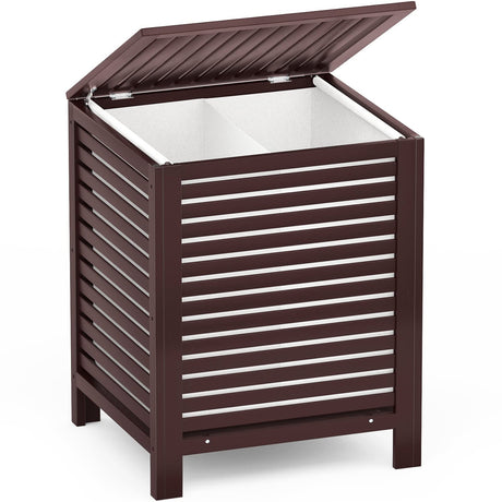 Homykic Bamboo Laundry Hamper, 2-Section 120L Laundry Hamper with Lid and Removable Liner Bag, Large Raised Laundry Basket Sorter for Clothes, Bathroom, Bedroom, Easy to Assemble, Espresso Homykic