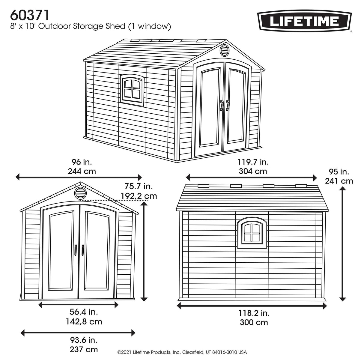 Lifetime Outdoor Storage Shed, 8 x 10 Feet Lifetime