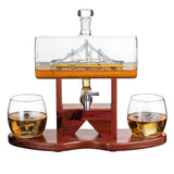 Whiskey Decanter Set, Liquor Dispenser for Home Bar, Crystal Glass - 1250ml Ship & 2 Whiskey Glasses Beautiful Stand, Gift for Dad, Husband or Boyfriend - The Wine Savant 100% Lead-Free The Wine Savant