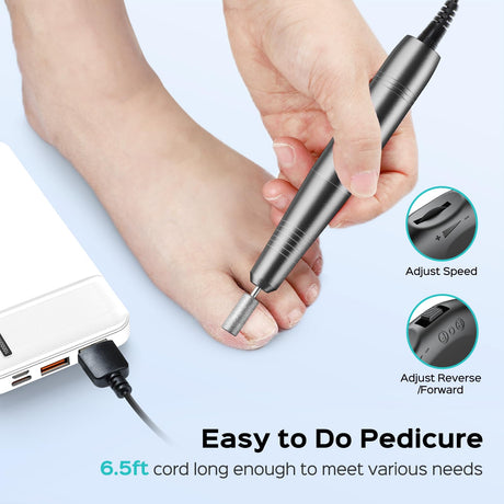 COSLUS Electric Nail Drill File Professional: for Acrylic Gel Dip Powder Nails Portable Nail Drill Machine Kit Manicure Pedicure Tools Polishing Set with Nail Drill Bits Sanding Bands COSLUS