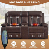 Consofa Power Reclining Loveseat with Console, Reclining Loveseat with Heat and Massage, Power Loveseat Recliner Sofa with Dual Ports, Cup Holders for Living Room, RV Sofa Consofa