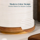 DOWAN Utensil Holder, 360° Rotating Extra Large Cooking Utensil Holder, 7.6" Kitchen Utensil Holder for Countertop, Utensil Crock for Farmhouse Kitchen Decor, Ceramic Stable Utensil Caddy, White DOWAN