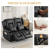 Loveseat Recliner Sofa,RV Couch 6'' Wall Hugger Recliners for Small Spaces,Faux Leather Reclining Loveseat Sofa Recliner with Cup Holders/Lumbar Pillows,RV Furniture (Black, Loveseat) Generic
