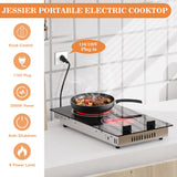Jessier 2 Burner Electric Cooktop - 12 Inch Plug in Portable 110V Electric Cook Top, Built-in & Countertop Ceramic Stove Top with Knob Control, 9 Power Levels and Overheat Protection Jessier