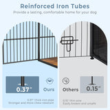 Lyromix 86.62''Dog Crate Furniture Large Breed TV Stand for 2 Dogs with Double Rooms,Wooden Dog Kennel Dog Crate End Table with Removable Divider for Large Medium Dogs, Can Use Separately, Brown Lyromix