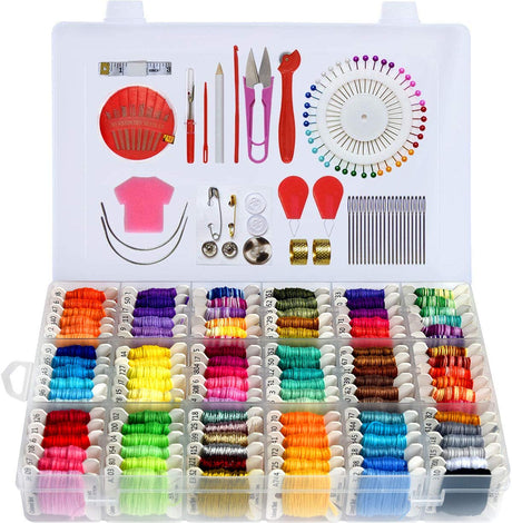 Embroidery Floss Cross Stitch Threads String Kits with Organizer Storage Box Included 108pcs Colorful Friendship Bracelets Floss with Number Stickers&Floss Bobbins &110 Pcs Cross Stitch Tool Kits LE PAON
