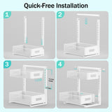 Under Sink Organizer Adjustable Height 2 Tier Bathroom Organizer Pull Out Cabinet Organer kitchen organizers and storage fridge organizers and storage,White,XL-1 Pack Petiza