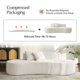 HULALA HOME 94.5" Curved Boneless Couch with Two Pillows, Oversized 3 Seater Compressed Foam Sofa with Deep Seat, Modern Cloud Couch for Living Room, No Assembly Required, Ivory HULALA HOME