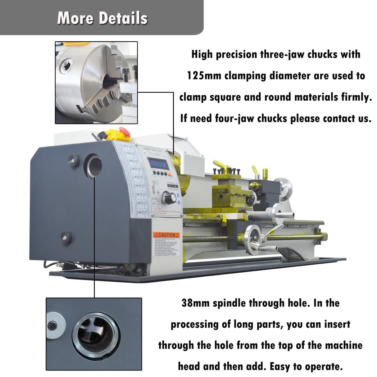 INTSUPERMAI Mini Metal Lathe 8"×39" Benchtop Imperial/Metric Lathe Auto Switch Between Metric and Imperial with Centre Frame & Drill Chuck Electronic Leadscrew Gearless 1100W Variable Speed 110V INTSUPERMAI