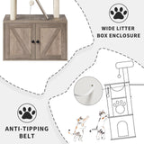 Cat Tree With Litter Box Enclosure Hidden Cat Washroom Furniture Multipurpose Litter Box Enclosure, Cat Tree and Condo With Large Platform, Cats House, Full Sisal Posts, Removable Washable Cushion PtioHavn