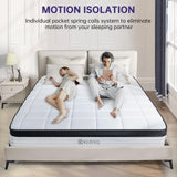 KUDSQ Full Size Mattress 12 Inch, Full Mattress in a Box with Memory Foam and Pocket Spring for Pressure Relief & Comfort Sleep, Medium Firm Feel, Fiberglass Free Bed in a Box/CertiPUR-US KUDSQ