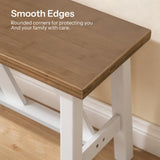 HOOBRO Bamboo Dining Bench, 39.4 inch Farmhouse Kitchen Table Bench, Solid Bamboo Dining Room Bench for Kitchen, Living Room, Bedroom, Hallway, Sturdy and Stable, Walnut and White WH17CD01 HOOBRO