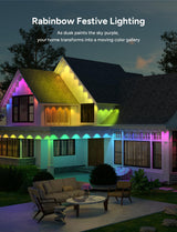 Isablelala Permanent Outdoor Lights, 150ft with 90 RGB LED Lights for Daily and Christmas, Halloween, 49 Scene Modes+DIY for Outdoor Decor, IP66 Waterproof, Compatible with Alexa, Google Assistant Isablelala