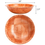 Elsjoy 6 Pack 10 Inch Wooden Woven Salad Bowl, Unbreakable Wood Round Serving Bowl Large Wood Salad Bowl, Reusable Wood Snack Bowls Large Serving Bowls for Fruits, Pasta, Popcorn Elsjoy