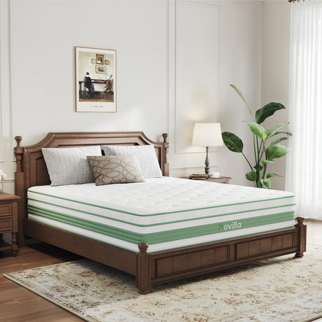 Novilla Queen Mattress 14 inch, Queen Size Hybrid Mattress in a Box with Motion Isolation,Gel Memory Foam with Pocket Springs for Support & Pressure Relief, Medium Firm Pillow Top Mattresses Novilla