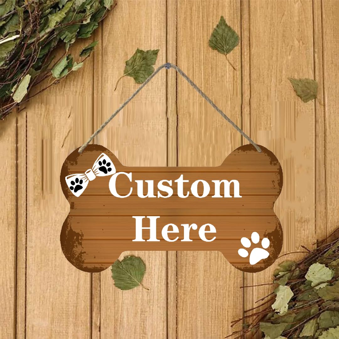 Generic Personalized Dog Bone Wood Sign Custom Name Pet Sign Dog House Wood Sign for Home Farmhouse Decor 8.4 x 4.8Inches-1, SA28, co-lor28 - WoodArtSupply