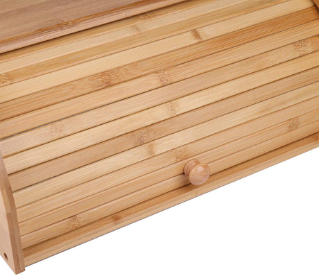 Lawei Bamboo Bread Box, Large Natural Roll Top Wood Bread Box, Countertop Bread Storage Bin, Bread Boxes Holder for Kitchen Food Storage, No Assembly Required Lawei