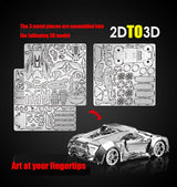 DIY 3D Car Metal Model 3D Puzzle 3D Laser Cut Jigsaw Toys 3D Metal Model Kit for Adults&Kids Mechanical Model Educational Toy Indoor Decoration Desk Toy Birthday Gift Collection Brain Teaser Puzzles feiwo