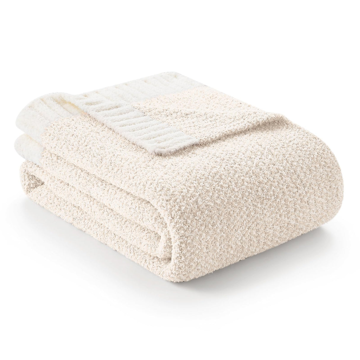Snuggle Sac Buttery Ivory Throw Blanket for Couch, Reversible Super Soft Knitted Blankets, Warm Cozy Knit Fuzzy Plush Lightweight Throws Dupes for Sofa, Bed, Picnic, Ivory, 50 x 60 inches Snuggle Sac