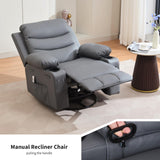 Leather Recliner Chair Nursery, Oversized Manual Reclining Rocking Chair, 360 Swivel Glider with Cup Holder, Massage and Heat Recliner, Small Sofa Chairs for Adults, Living Room, RV, Bedroom, Gray PeacefulHues