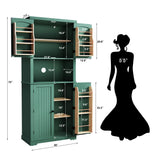 HLR 72" Kitchen Pantry Storage Cabinet, Freestanding Larder Cupboard, Kitchen Hutch Cabinet with Microwave Stand,Utility Pantry with Doors and Shelves for Dining Room, Living Room, Laundry HLR