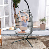 Enipate Outdoor Hanging Egg Chair Cushion, Water-Resistant Tufted Swing Basket Chairs Cushion Pads with Headrest Pillow Enipate