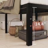 HOBINCHE 16 Inch King Size Bed Frame - No Box Spring Needed Heavy Duty Black Metal Platform Mattress Foundation, Non-Slip Noise Free Easy Assembly Steel Slats Bedframes with Cleance Storage HOBINCHE