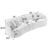 KEIKI Curved Lamb's Wool Boneless Modular Sectional Couch with Pillows, 4 Seater Comfy Cloud Sofa for Living Room Bedroom, Modern Minimalist Style, Compressed (No Assembly Required), Brown KEIKI