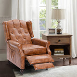 VUYUYU Wingback Recliner Chair, Push Back Arm Chair with Heat and Massage, PU Leather Single Sofa for Home, Living Room, Office, Bedroom(Cognac Brown,Set of 2) VUYUYU