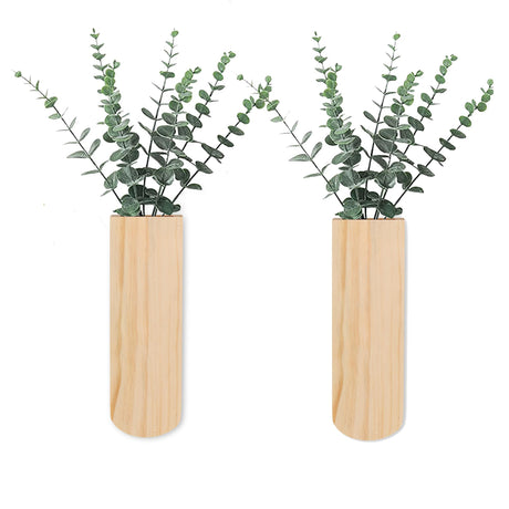 Bylion Wood Wall Planters, Hanging Wall Decor for Indoor Living Room Bedroom Modern Farmhouse Wooden Vase Wood Wall Pocket for Greenery Plants and Dried Flowers (2 Pack) Bylion