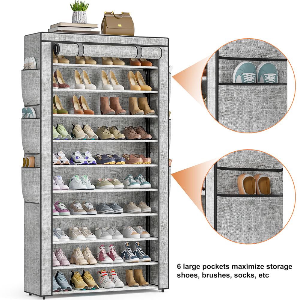 OYREL Shoe Rack 10Tier Large Capacity 50-56Pairs Beautiful Tall Shoe Shelf Free Standing Storage Cabinet Entryway Closet