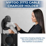 VIPTOO EV Charger Holder Wall Mount - SAE J1772 Holder with 5-Level Adjustable Rotation (45°-180°), EV Charger Control Holder & Cable Organizer for All J1772 EVS VIPTOO