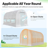 Quictent Portable Greenhouse for Outdoors, 12x7x7FT Large Walk-in Tunnel Green House for Outside, Heavy Duty Steel Frame Reinforced Cover with Screen Mesh Door Vent, Garden Plant Hot House, White Quictent