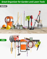 PIYILO 64 inches Garage Tool Organizer Wall Mount, Heavy Duty Garden Tool Organizer Rack, Hanging Storage Organization Racks Holder with 10 Hooks, for Lawn Tools, Shovel, Shed PIYILO