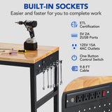 GarveeTech Adjustable Workbench 75' x 25', 2000 Lbs Load Capacity, 29.5"-38.4" Heights Garage Worktable with Universal Wheels & Power Outlet, Heavy-Duty Table for Workshop Office Home Commercial GarveeTech