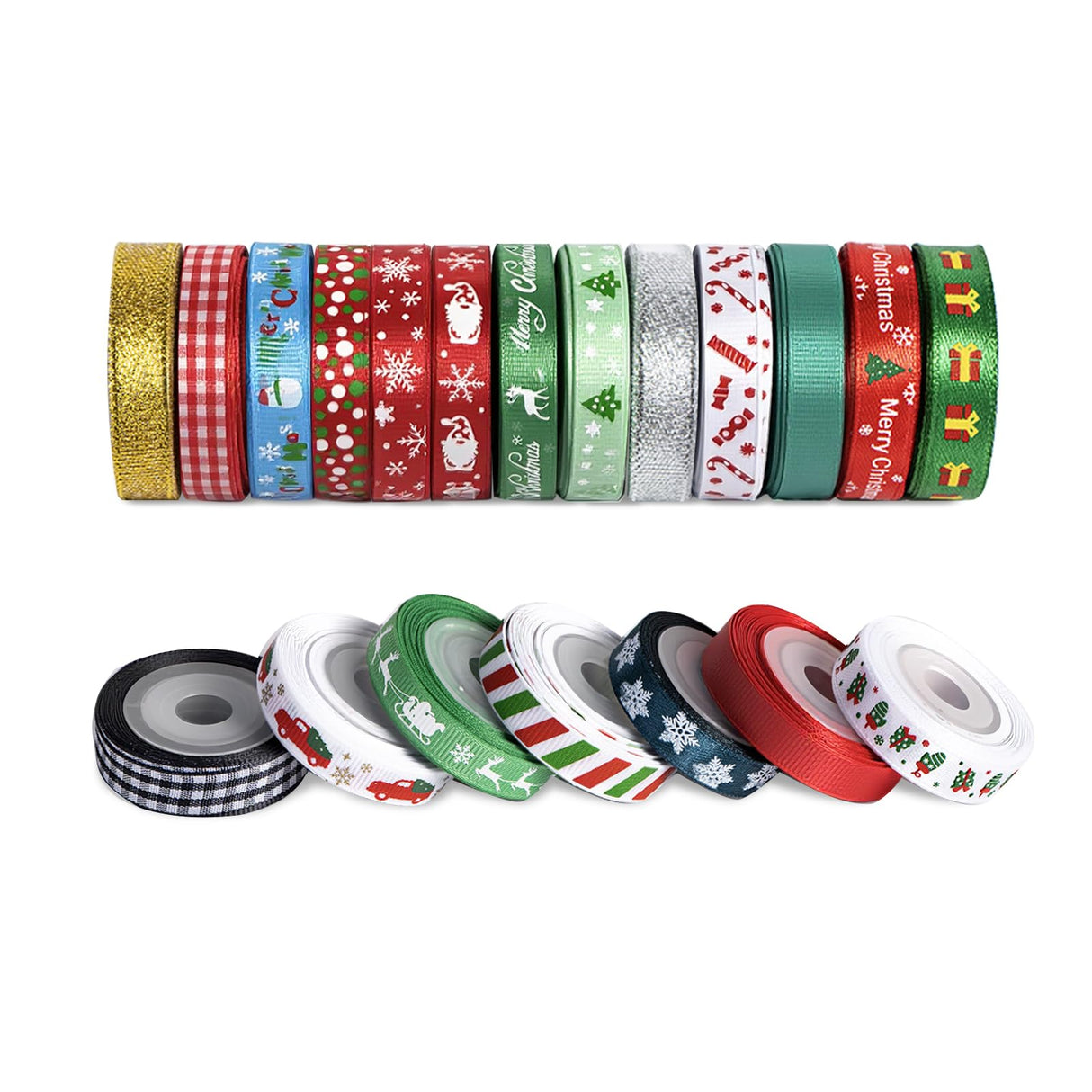 20 Rolls 100 Yards Christmas Ribbon for Gift Wrapping, 3/8 Inch Wide Grosgrain Ribbon, Thin Christmas Ribbon for Holiday Christmas Tree DIY Crafts expectation