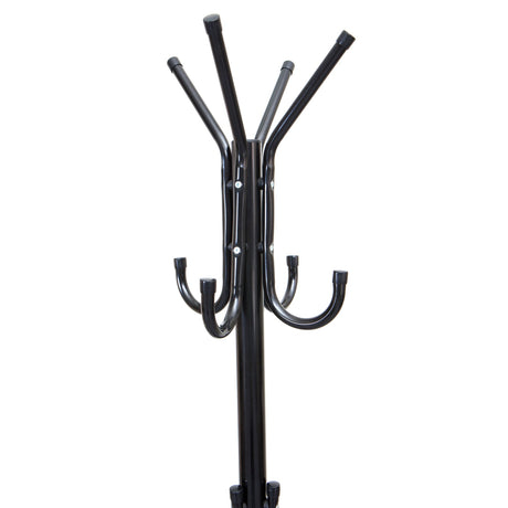 Mind Reader Coat Rack, Hall Tree, Freestanding Organizer, Coat Tree, Hat, Jacket, Purse, Metal, 18"L x 18"W x 68.5"H, Black, 11 Mind Reader