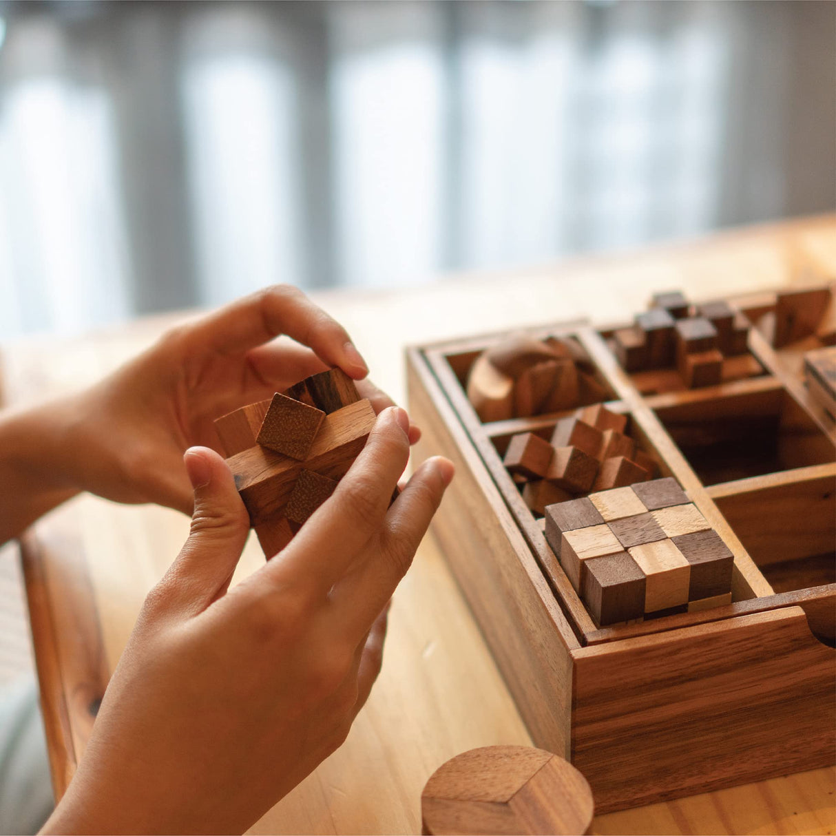 BSIRI 9 Puzzles in a Box - Wooden Brain Teaser Puzzles, 3D Puzzles for Adults, Educational Kids Games, Mind Puzzles for Adults and Brain Games for Kids, Ideal for Birthday Gifts and Patio Decor BSIRI