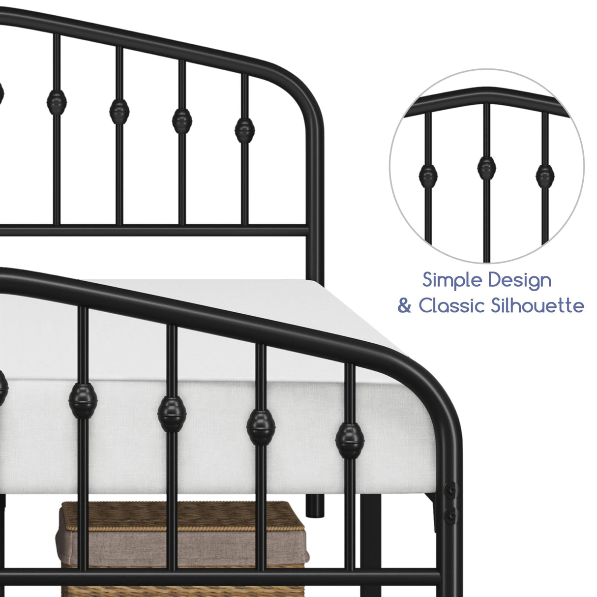 Yaheetech Full Bed Frames Metal Platform Bed with Victorian Style Wrought Iron Headboard and Footboard/Easy Assembly/No Box Spring Needed/Black Full Bed Yaheetech