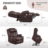 Cozyman Dual Motor Power Lift Recliner Chair for Elderly, Oversized Recliner Chair for Adults, Lift Recliner Chair with Heat and Massage, Infinite Position, USB Ports, Faux Leather, Dark Brown Cozyman